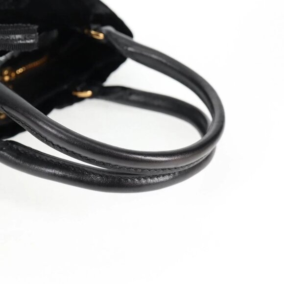 PRADA Hand Bag Velor Black Gold Auth 132428V - Picture 8 of 16